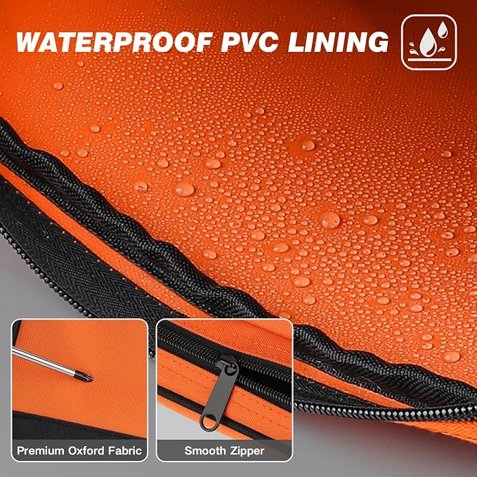 Tool Bag 2-Pack 12" 10", Divider Zipper Pouch, Small Tool Box Organizer | Waterproof, Heavy-duty Oxford, Smooth Zipper, Handle & D-Ring, Storage Case for Car Work Tool. Electrician Gift, Orange/Green - Image 4