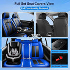 Fit Renegade Seat Covers Custom Fit for Jeep Renegade 2015-2023, Full Set | Premium Leather Full Coverage Protectors, Waterproof, Breathable, Scratch Resistant, Easy Wipe, Airbag Compatible, Black+Blue - Image 2