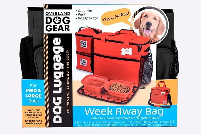 Mobile Dog Gear, Week Away Dog Travel Bag for Medium and Large Dogs, Includes Lined Food Carriers and 2 Collapsible Dog Bowl, Black - Image 6