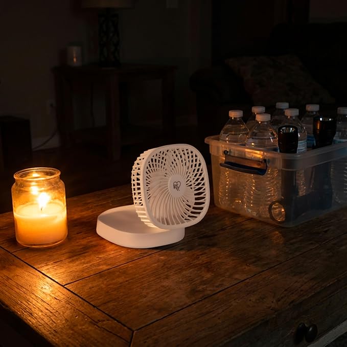 IRIS USA 5" Battery Operated Travel Fan, D-Battery Powered, Camping, White | Compact Foldable Personal Fan, Portable Travel Mini Desk Fan, Office Bedside Picnic Camping Outdoor - Image 10