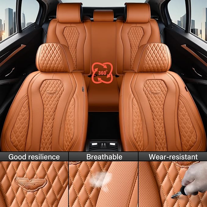 Coverado Seat Covers, Seat Covers 2 Seats, Brown Car Seat Cover Front Seats, Luxury Automotive Seat Covers, Front Car Seat Covers Leather Car Seat Protector - Image 5