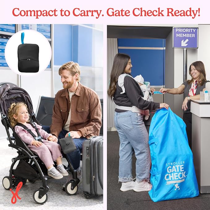J.L. Childress Gate Check Bag for Single & Double Strollers, Neon Blue | AirTag compatible Gate Check Bag keeps strollers clean, protected & easy to identify when airport gate checking - Image 7