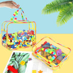 6 Packs Large Toy Storage Bags with Labels, Reusable Clear PVC Board Game Storage, Travel Waterproof Organizer Bags with Zipper Large Capacity (Gradient Color) - Image 4