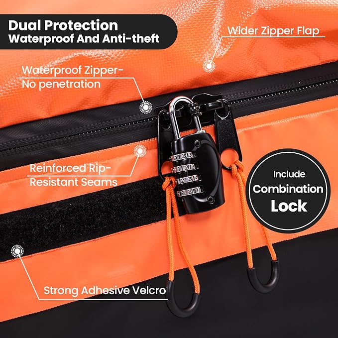 Sailnovo Car Rooftop Cargo Carrier 21 Cubic Feet Waterproof Soft Roof Bag | Heavy Duty 1000D PVC, Fit Vehicles with/without Rack, includes Anti-Slip Mat,6 Door Hooks,10 Reinforced Straps,Lock, for Trip - Image 4