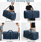 120L Foldable Waterproof Travel Duffel Bag for Men and Women with Shoe Compartment (Dark Blue, EXTRA LARGE, 120L) - Image 6