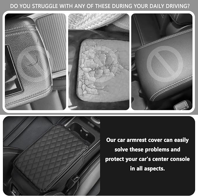 Stacool Upgraded Car Center Console Cover with Rhinestones,Microfiber Leather Car Armrest Cover Cushion with 2 Storage Bags,Universal Cars Armrest Storage Box as Cars Interior Accessories - Image 6