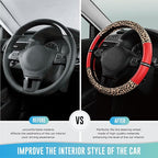 Road Comforts Leopard Steering Wheel Cover for Women, Cute Anti-Slip Microfiber Leather, Universal Fit 14.5-15 Inch Round Steering Wheel - Red - Image 3