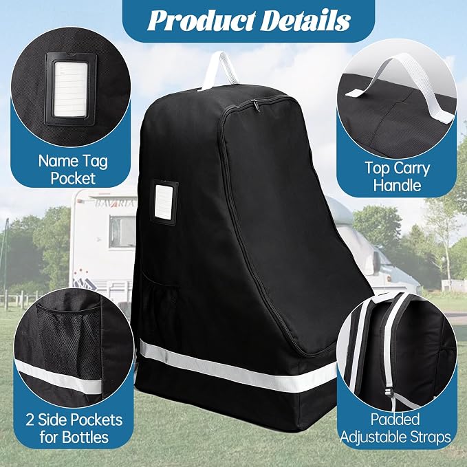 Car Seat Travel Bag Compatible with Nuna, Infant Car Seat Travel Bags for Graco, Large Padded Car Seat Backpack for Airplane, Easy to Store, Black - Image 4