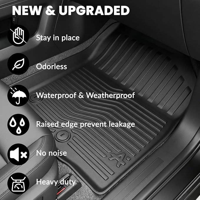 Auxko Floor Mats Fit for Kia Telluride 2020-2025 Bucket Seat | All Weather,All Season,Odorless,Anti Slip,Rain&Salt Resistant,TPE Material,Black,Accessories - Image 4