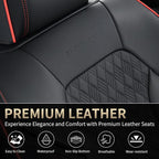 Seat Covers, Car Seat Covers Full Set, Luxury Nappa Leather Seat Covers, Breathable and Waterproof Car Seat Protector 5 Seat, Automotive Seat Covers Universal Fit for Most Cars-BlackRedline - Image 7