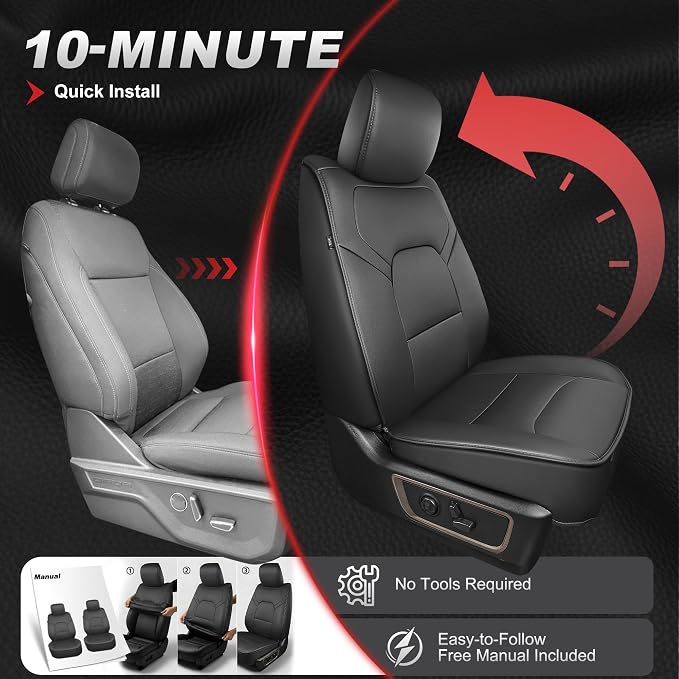 TTX LIGHTING Custom Fit Ram 1500/2500/3500 Front Seat Covers 2012-2026 | Heavy Duty Protection with Original Seat Pattern Waterproof Faux Leather Custom Fit Design for Truck Interiors - Image 4