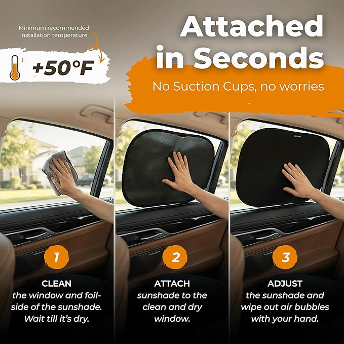 CARAMAZ Car Window Shade for Baby with Certified UV-Protection 2 Pack - 20"x12" - Image 5