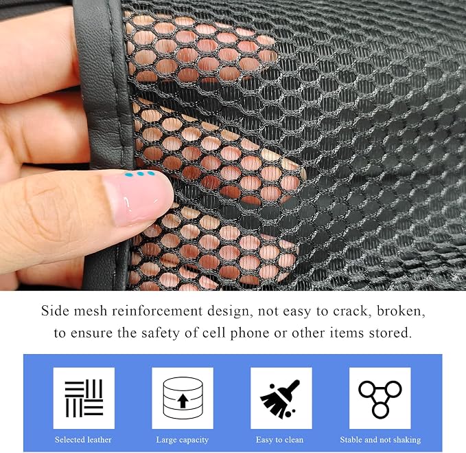 Car Tissue Holder, Rectangular Waterproof Auto Seat Side Tissue Box with Mesh Pocket, Multifunctional Leather Napkin Holder Hanging Storage Box for Vehicle Front Seat - Image 4