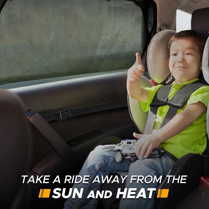 EcoNour Car Window Sun Shades for MPV & Minivan Sliding Door Rear Windows | Elastic Mesh Sunshade for Baby & Passenger Comfort | Car Window Accessories | 2 Pack Side Window Shades - Image 7