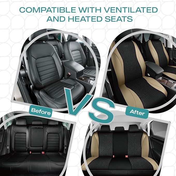 Skechers Car Seat Covers,Leather Seat Covers with GOGA Mat Technology,Waterproof Car Seat Covers Front Seats,Airbag Compatible,Comfort Universal Fit for Most Cars,Vans,Trucks,SUVs,Beige - Image 7