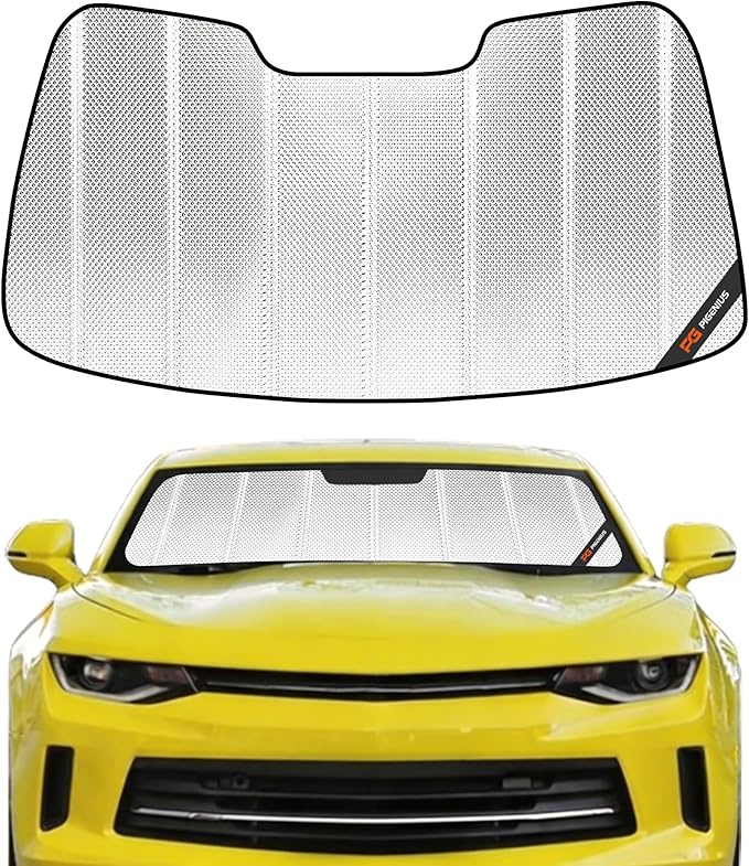 Pigenius Windshield Sun Shade for Chevrolet Camaro 2016-2024. Reflective Aluminum Film Front Window Sunshade - BLAZBLOCK by Pigenius