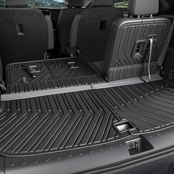 Floor Mats for 2018-2023 Chevy Traverse 7-Seat Accessories | Full-Coverage Set with Cargo Liner & Backrest Protector, Odorless & Durable, All-Weather Protection, 3D Laser Fit - Image 4