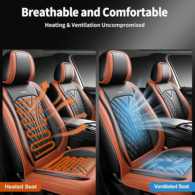 for Subaru Legacy 2008-2026 Car Seat Covers, Full Set, Red | Luxury Full Coverage Leather Seat Protectors, Waterproof Breathable, Non-Slip, Easy to Install, Airbag Compatible, All-Season - Image 6