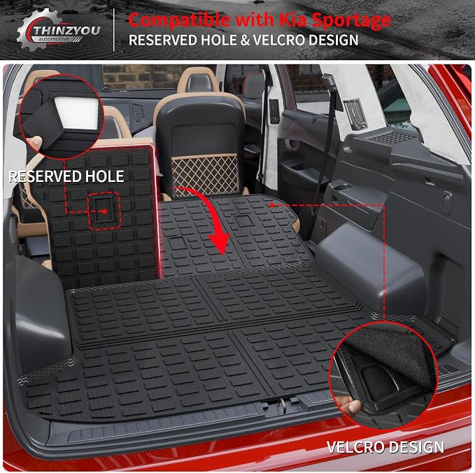 Floor Mats Set for 2023 2024 2025 2026 Kia Sportage Gas | Not for Hybrid & PHEV, Trunk Mat Cargo Mat Cargo Liner TPE All Weather Back Seat Cover Protector 2025 Sportage Accessories - Image 8