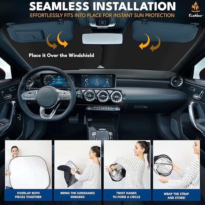 EcoNour 2-Piece Foldable Truck Window Sun Shade, UV & Heat Protection - Image 8