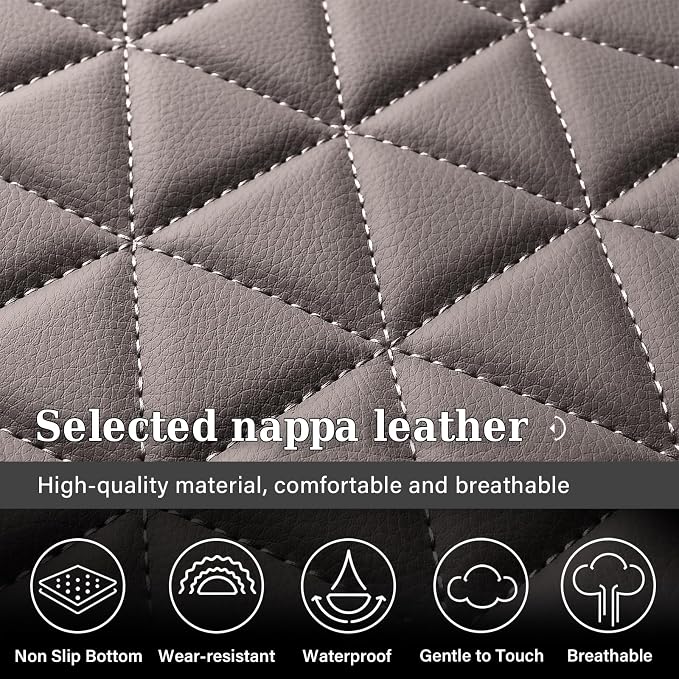 Coverado Leather Car Seat Covers, Waterproof Dooge Ram 1500 Seat Covers Compatible with 2002-2026 Dodge Ram 1500 2500 3500 with Flat Bench (Full Set, Coffee) - Image 6