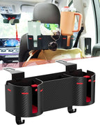 Car Headrest Backseat Cup Holder 3.7", Seat Back Organizer with Hooks | High Capacity 4 in 1 Seat Back Organizer, Multifunctional Storage for Car Travel Accessories Compatible with Most Vehicles by Unknown