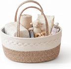 Baby Diaper Caddy Organizer with Removable Compartments, 14.2"L x 7"W x 8.7"H, 100% Handmade Woven Cotton Rope, Portable Nursery Storage Basket for Car and Changing Table, Shower Newborn Gift by Unknown