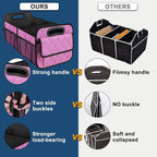 Deosk Car Trunk Organizer for SUV, Car Organizers and Storage with Reinforced Handles, Car Accessories for Women/Men 70L Waterproof Polyester Trunk Organizer(Large, Pink) - Image 2