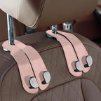 CoBak Purse Hook for Car - Universal Premium Stitched Leather and Aluminum-Magnesium Alloy Double Car Seat Back Storage Hook for Purses, Handbags, Bags (2 Pack),Blush Pink by PopulartabletcasebrandWegivepeoplethebestdesignofprotectingvariouselectronicdevices