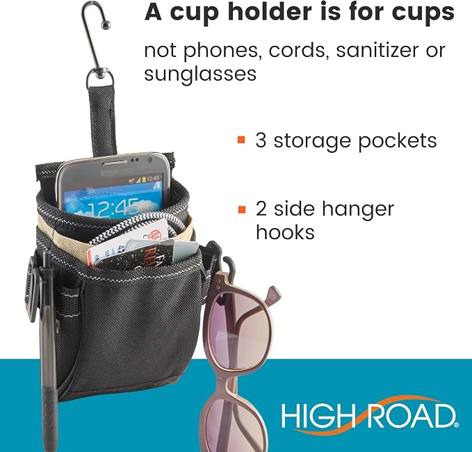 DriverPockets Car Vent Organizer - Hanging Phone Holder and Car Pen Holder | High Road Car Pouch Organizer Keeps Phones, Pens, Cords and Sanitizer on the Dashboard Within Easy Reach - Image 2