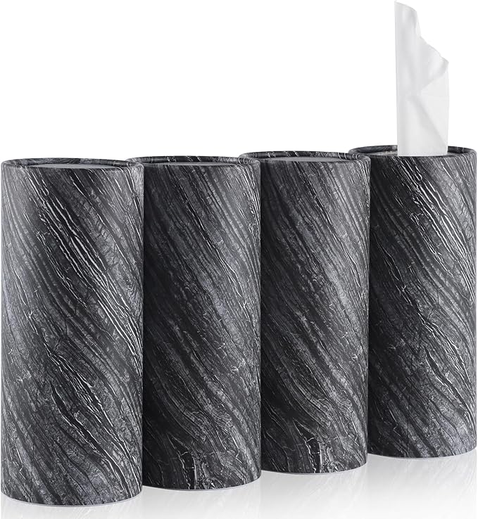 SINGARO Car Tissue Holder, 4 Pack Car Cup Holder Facial Tissues with Travel Tissue Bag, Quick and Convenient Flower Combination Car Tissue Box(4 Canisters/200 Tissues) Gray by SINGARO