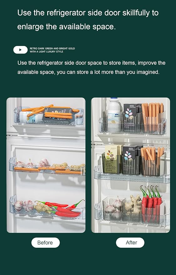 Lae Nuvole 2 Pack Adhesive Wall Storage Bins, Cabinet Door Organizer, Clear | 4 Adhesive Pads, No Drill, Renter Friendly, BPA-Free PET, Stackable; for Fridge, Kitchen, Bathroom, Countertops, Pantry - Image 4