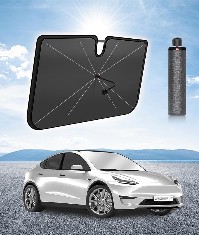 [2026 Upgraded] Windshield Sun Shade Umbrella for Car - [Vinyl Coating] Protect Car Interior from Sun Heat Damage Keep Cool, Sun Visor Cover Foldable Sunshade for Front Window (53" L X 29" W) by NTMY