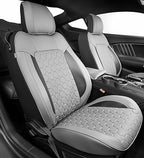 Custom Leather Car Seat Covers for Ford Mustang 2015-2023 Coupe,Gray/Black | Full Coverage Waterproof Car Seat Protector,Front & Rear Full Set,Split Backrest Compatible,Wear-Resistant,Airbag Compatible by Vidokena