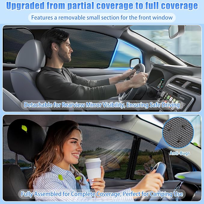 ZATOOTO Car Window Shades for Outback 2021-2024, Ventilation & Bug-Free | 99% UV Block, Heat Reduction, Camping Privacy, Strong Magnets, Baby Pet Protection, Road Trip Comfort, Easy Install - Image 2