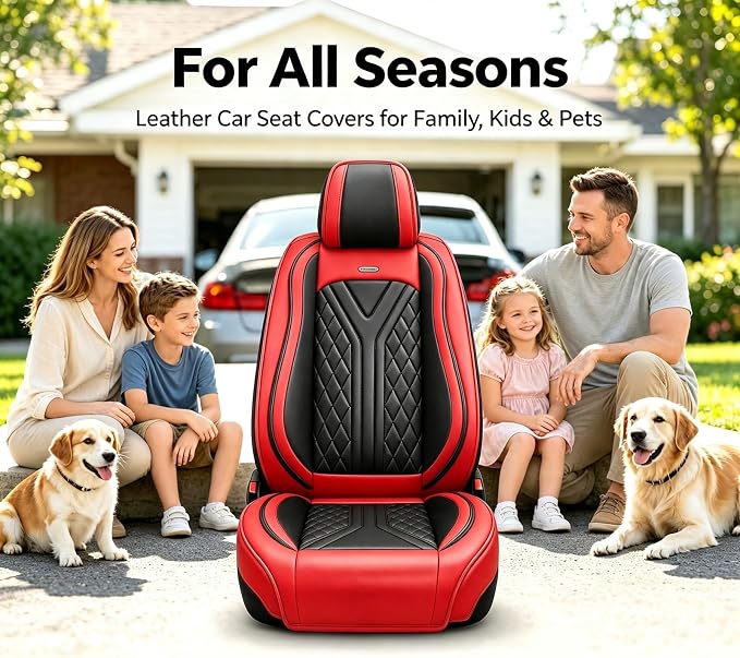 for Subaru Outback 2007-2026 Car Seat Covers, Full Set, Red | Luxury Full Coverage Leather Seat Protectors, Waterproof Breathable, Non-Slip, Easy to Install, Airbag Compatible, All-Season - Image 9
