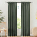 RYB HOME Linen Sheer Curtains 2 Panels for Living Room, Semi Transparent Privacy Drapes with Rod Pocket Farmhouse Style Window Treatments for Bedroom, Hunter Green, 52" W x 95" L by RYBHOME