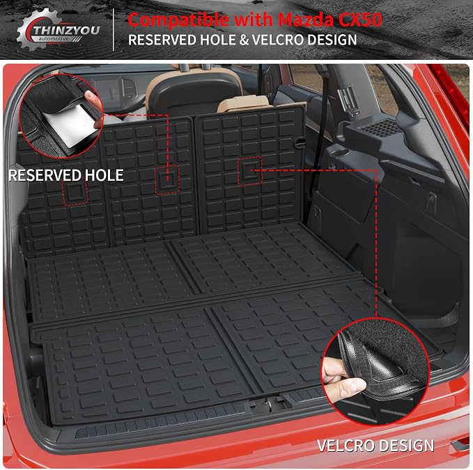 Cargo Mat & Backrest Mats for 2023 2024 2025 2026 Mazda CX50 | Trunk Mat Trunk Liner Cargo Liner TPE All Weather Back Seat Cover Protector 2024 CX-50 Accessories - Image 4