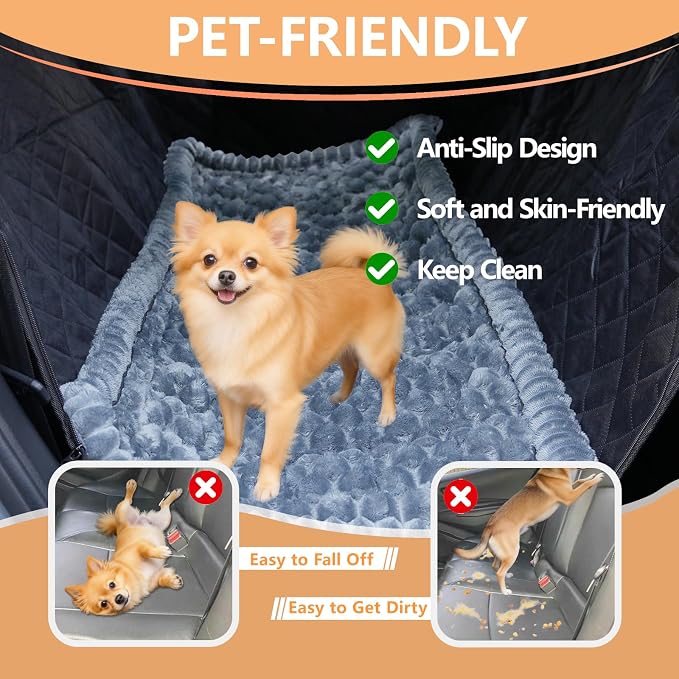 Dog Car Seat Cover 2 Piece Seat Waterproof Hammock and Grey Cover | Scratch Proof Nonslip Back Seat Pet Bed Mat for Travel Durable Soft Back Seat Covers for Cars Trucks and SUVs - Image 3