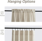 RYB HOME Natural Beige Linen Sheer Curtains 102 inches Long for Living Room | Weave Textured, Rod Pocket, Light Filtering, for Dining Room, W52 x L102, 2 Panels Set - Image 4