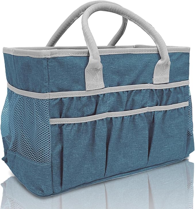Cupohus Water-Resistant Art Organizer Tote Bag - Craft Storage Bag with Multiple Pockets and Handles for Artists, Kids, Students, and More – DarkGreen by Cupohus