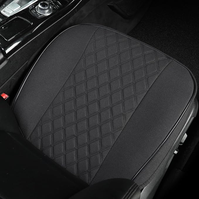 West Llama Linen Front Car Seat Cover Protector Anti-Slip Bottom Seat Cover Fits 95% of Vehicles,Wrapping Around The Bottom,Diamond Pattern(Black-1Pcs) - Image 2