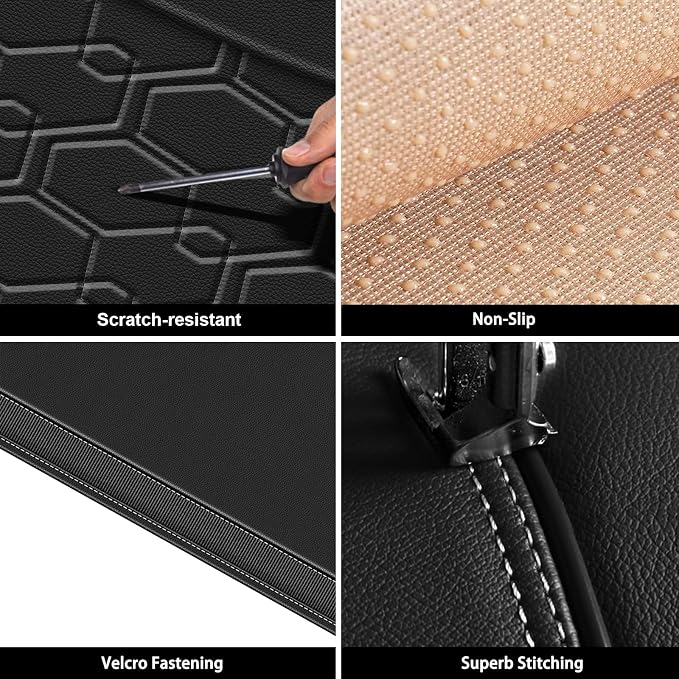 Front Seat Covers for Honda Pilot 2005-2016 Faux Leather | Waterproof Breathable Scratch Resistant 360° Wrap Airbag Compatible Easy Clean (2 Seats,Black) - Image 5