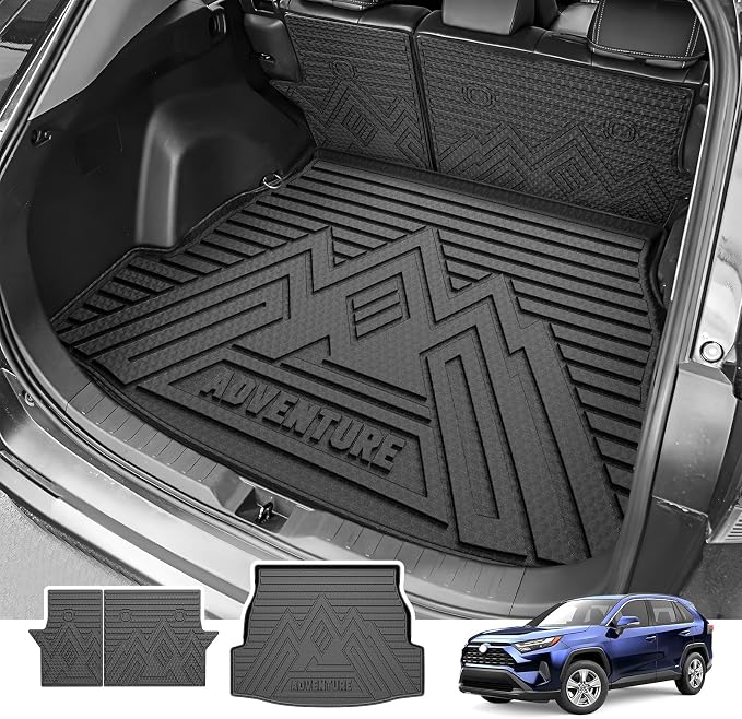 Powerty Cargo Mat with Backrest Mat for Toyota RAV4 2019-2025 (Include Hybrid&Gasoline), All Weather TPE Cargo Mat Liner for RAV4 Rear Trunk - Image 9