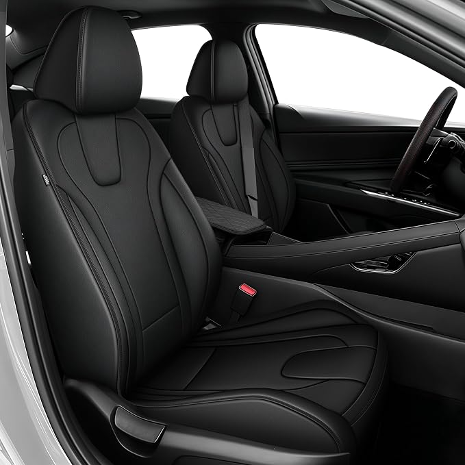 TTX LIGHTING Custom Fit Front Seat Covers for Hyundai Elantra 2016-2025 | Original Seat Pattern Faux Leather Waterproof Car Seat Protectors Airbag Compatible 2-Piece Set by TTXLIGHTING%C2%AE