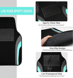 CAR PASS Leather Sporty Car Floor Mats Carpet, Universal Waterproof Automotive Floor Mat Fit for Sedans, Cars, Mid Trucks, Vans, SUV, Set of 4 (Black and Mint) - Image 3