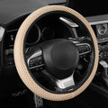Alpmosn Elastic Stretch Steering Wheel Cover, Breathable Microfiber Ice Silk, Anti-Slip, Car Interior Accessories Fits for 14"-15" Steering Wheel Covers for Women & Men(Beige) by alpmosn