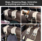 CoBak Purse Hook for Car - Universal Premium Stitched Leather and Aluminum-Magnesium Alloy Double Car Seat Back Storage Hook for Purses, Handbags, Bags (2 Pack),Beige - Image 7