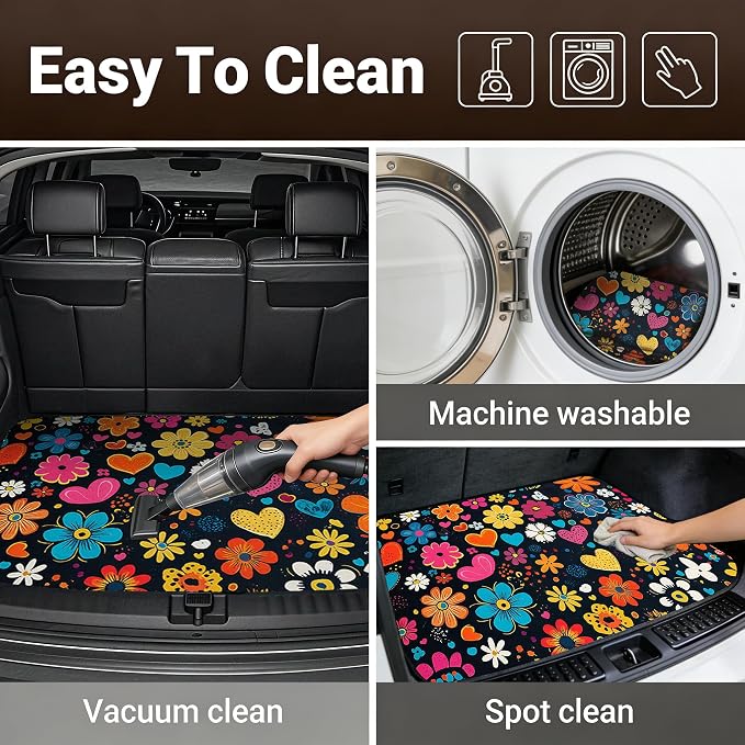 Car Trunk Mat - Universal Size 29" x 39", Floral Pattern Cargo Liner | Car Accessory for SUVs/Sedan/Wagons, Durable Protective Mat, Trunk Liner for Families/Travel Enthusiasts - Image 5
