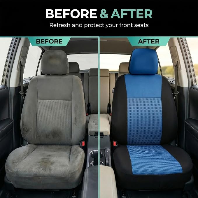 FH Group Car Seat Covers Trendy Elegance Blue Full Set Automotive Seat Covers, Airbag and Split Rear Combo Non-Slip Dash Grip Pad Universal Fit Interior Accessories Cars Trucks SUV Car Accessories - Image 9